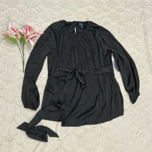 NWT Scoop - Black Blouson Belted Waist Blouse